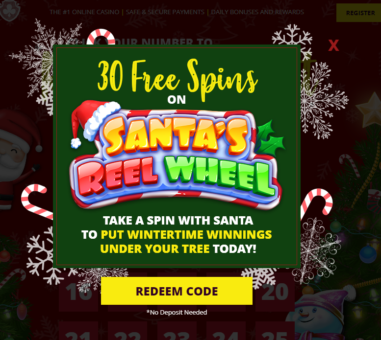 30 Free Spins on Santas Reel Wheel Slot Game