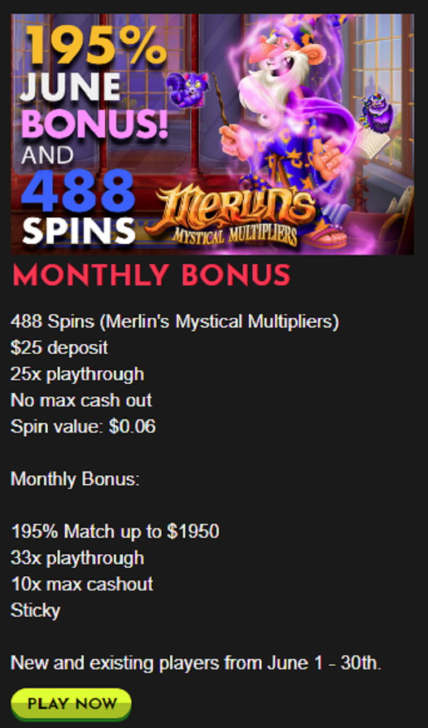 Paradise 8 Monthly Bonuses with Free Bonus Spins