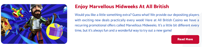 All British Casino Marvellous Midweeks Promotions