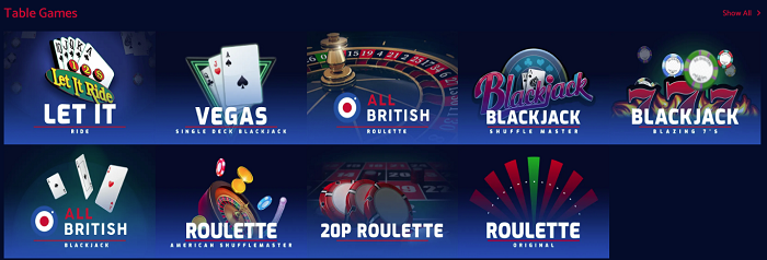 All British Casino Table Games