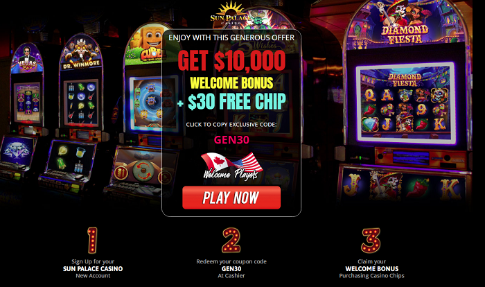 Sun Palace Casino $30 Free Chip No Deposit Bonus Code + $10000 Match Bonus