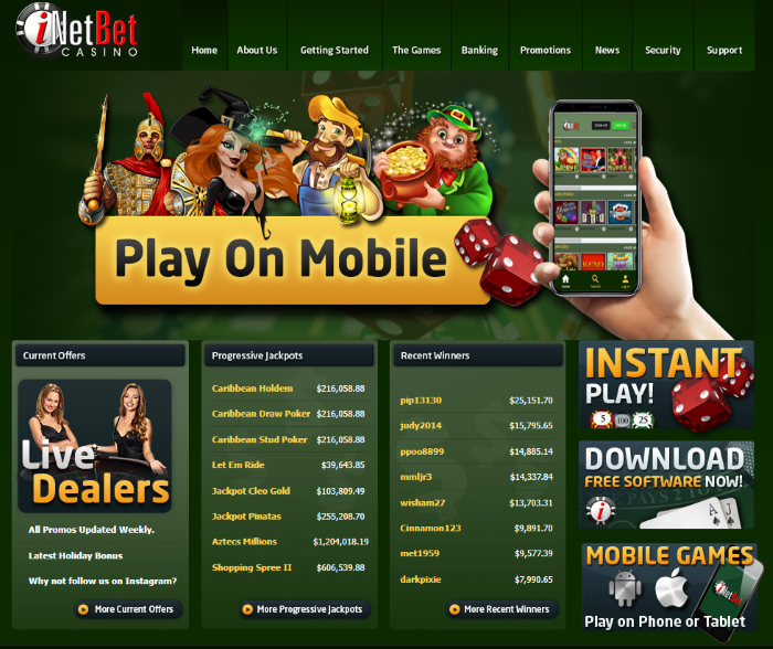 iNetBet Casino $10 NO DEPOSIT BONUS and 1st deposit 200% match bonus for Slots