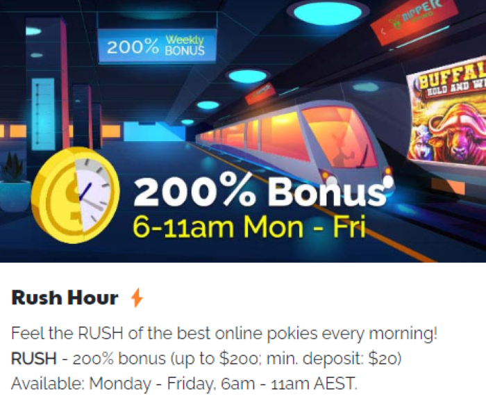 200 Percent Rush Hour Bonus Ripper AU Casino