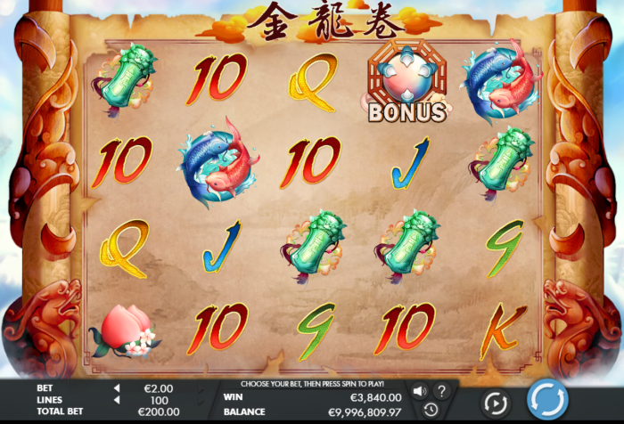 $3,840 Win Dragon Scroll Online Slot Machine