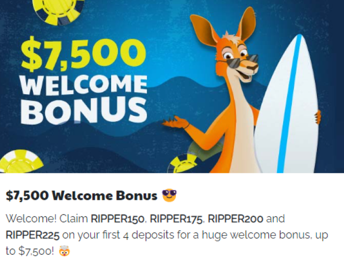 $7,500 Welcome Bonus Ripper AU Casino