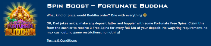 Fortunate Buddha Spin Boost Bonus Kudos Casino