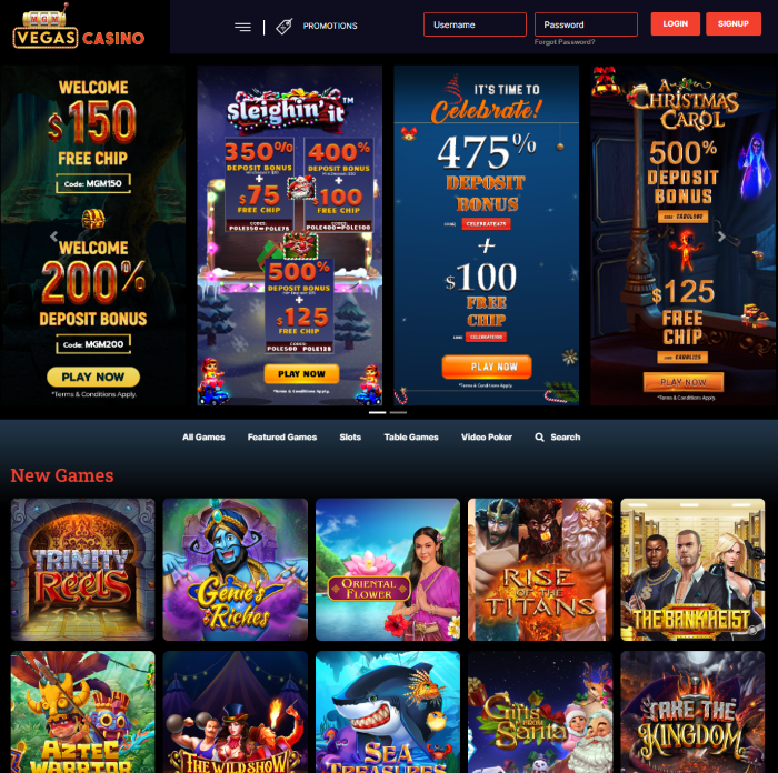 MGM Vegas Casino $150 Free Chip NO DEPOSIT BONUS code MGM150 + 200% Match Bonus Code MGM200
