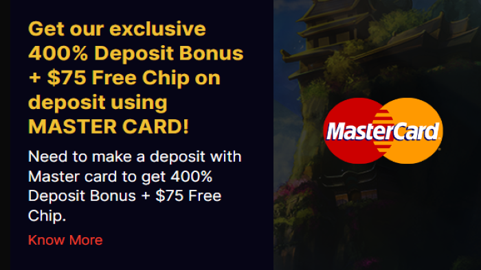 MasterCard 400 Percent Match + $75 Free Chip