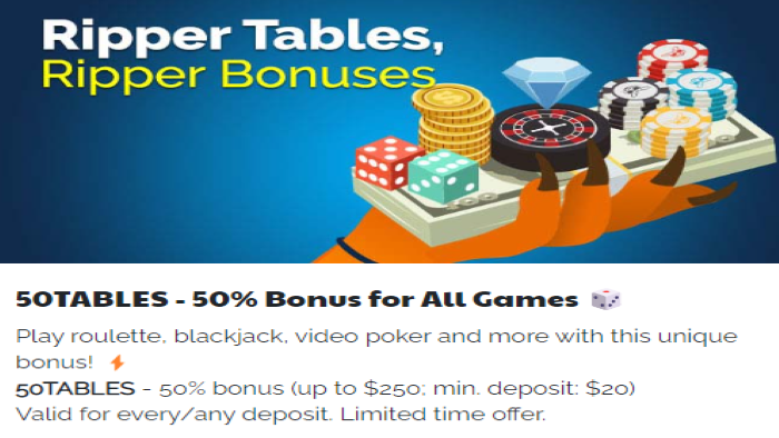 Table Game Bonuses Ripper AU Casino