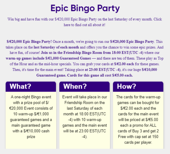 CyBerBingo $20,000 Epic Bingo Party Information