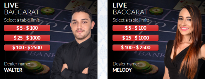 Live Dealer Baccarat Tables