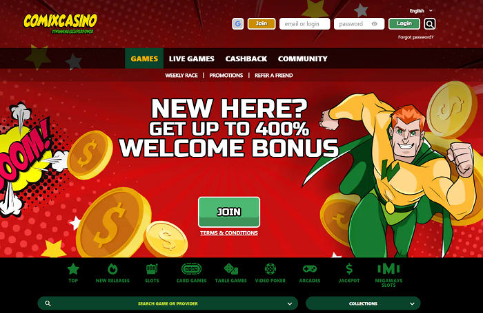 Unleash Your Superpowers at Comix Casino: No Deposit and Match Bonuses Await