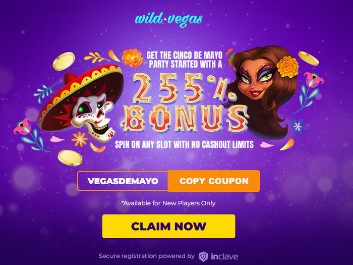 Wild Vegas Casino 255% Deposit Match Bonus Code VEGASDEMAYO