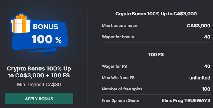 BetSofa Casino Bonus Review: Crypto Bonus 100% Up to CA$3,000 + 100 Free Spins