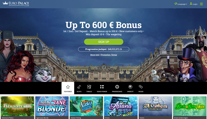 Euro Palace Online Casino Bonus and Games