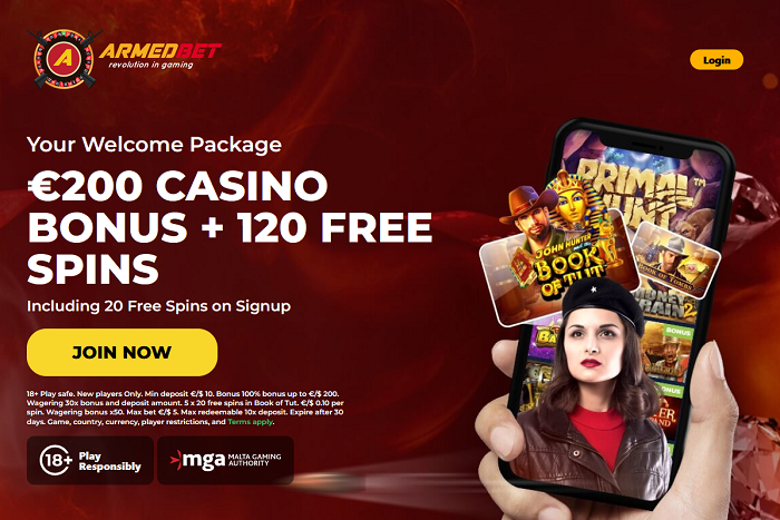 ArmedBet Online Casino: €200 Casino Bonus + 120 Free Spins – Your Ultimate Welcome Package
