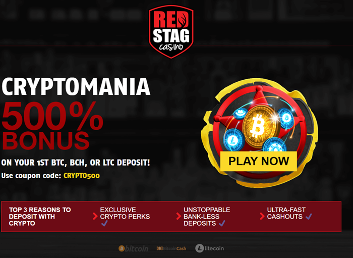 Red Stag 500% Cryptomania Deposit Match