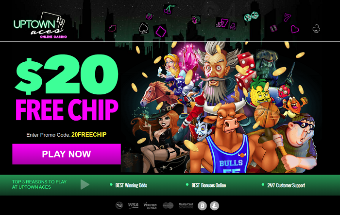 Uptown Aces Casino: $20 No Deposit Bonus Free Chip Bonus Code