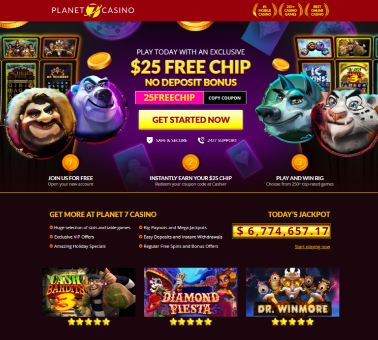 Planet 7 Casino $25 NO DEPOSIT BONUS Free Chip