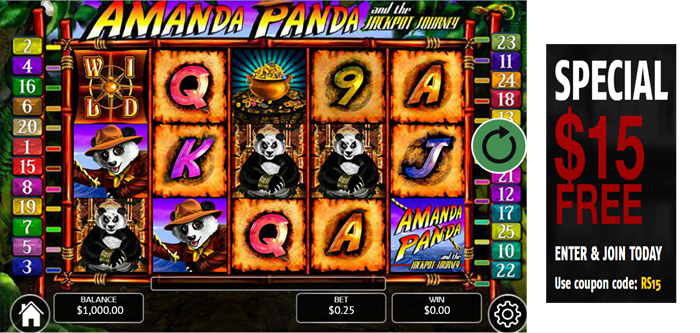 Amanda Panda and the Jackpot Journey Slot Review: Embark on a Treasure-Filled Adventure ($15 No Deposit Bonus)