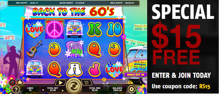 Back to the 60s Slot Review: Relive the Era of Peace and Love with a Chance to Win Big! ($15 No Deposit Bonus)
