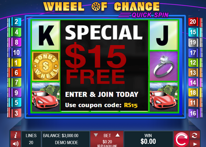 Wheel of Chance Quick Spin Slot Review: Spin the Wheel for Big Wins! ($15 No Deposit Bonus)