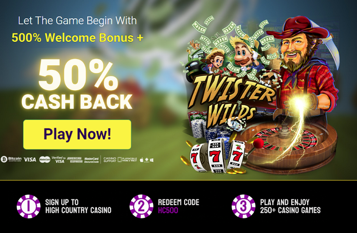 High Country Casino: 500% Deposit Match Bonus + 50% Cash Back