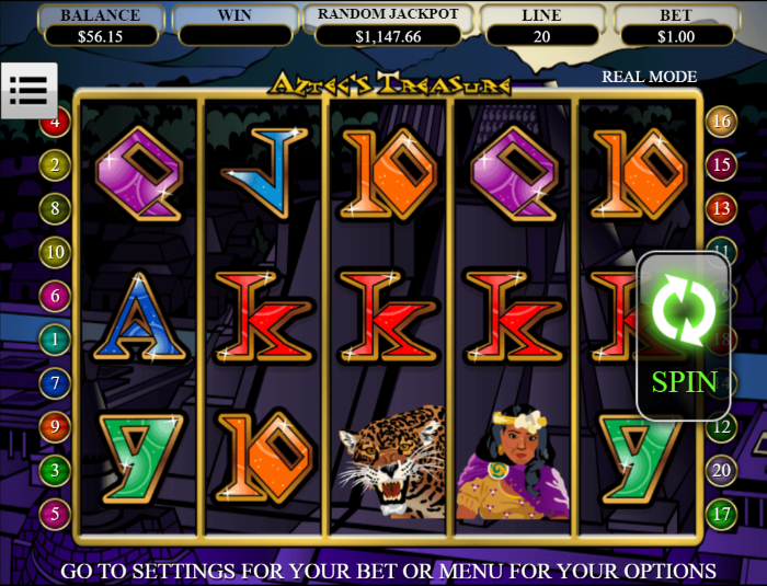 AZTEC’S TREASURE $1,147 Random Jackpot: Play To Win @ Slots.LV + $7,500 Free