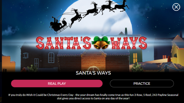 SlotsLV: Santas Ways Slot Game FREE or REAL Play with No Download or Sign-Up Needed + $7,500 Free