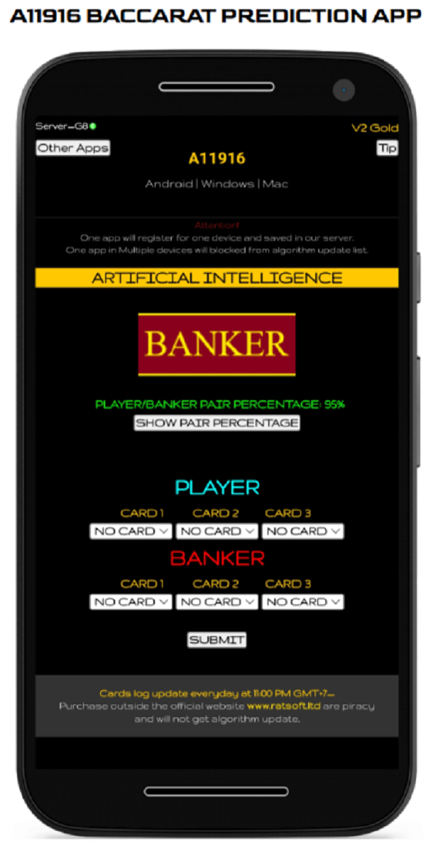 The First Baccarat Predictor Apk Using A.I ( For Android Phone )