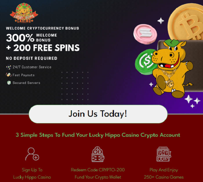 Lucky Hippo Online Casino: 200 Free Spins No Deposit Bonus on Dragon’s Gems + 300% Match to $3,000