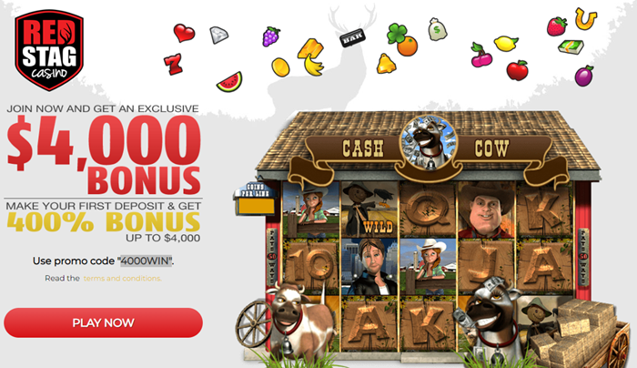 Red Stag Casino: Cash Cow Slot with 400% Match Worth $4,000
