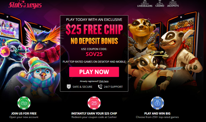 Slots of Vegas $25 NO DEPOSIT BONUS