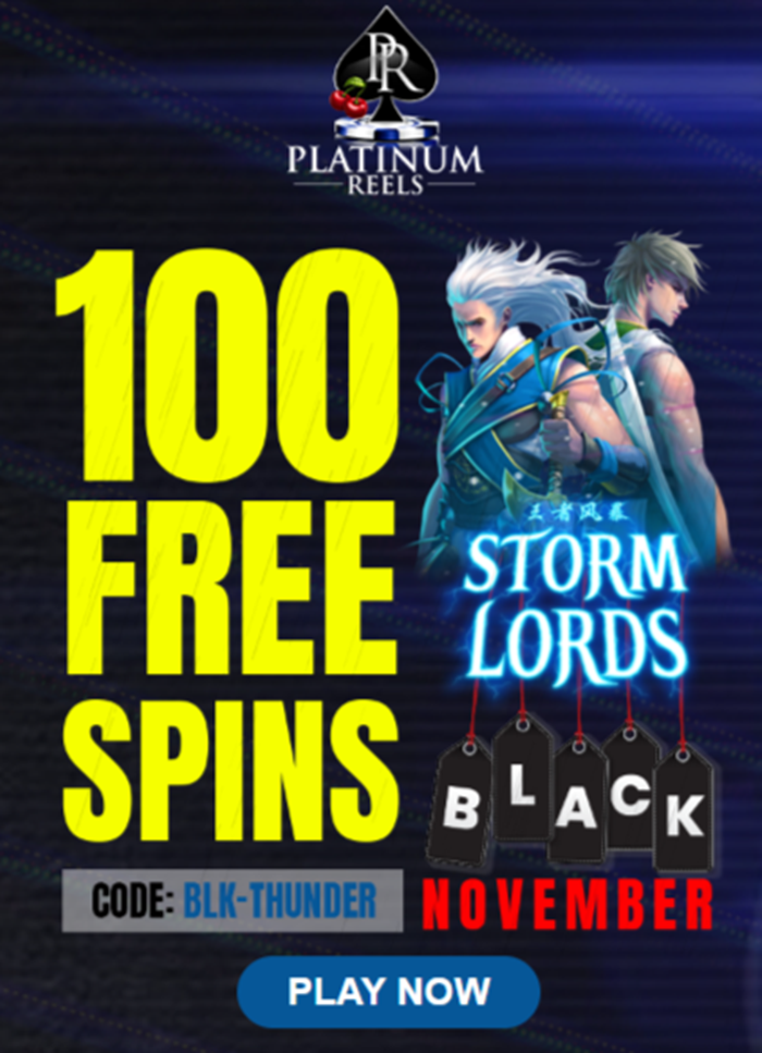 Platinum Reels: 100 Free Spins on Storm Lords (No Deposit Bonus) Slot Review