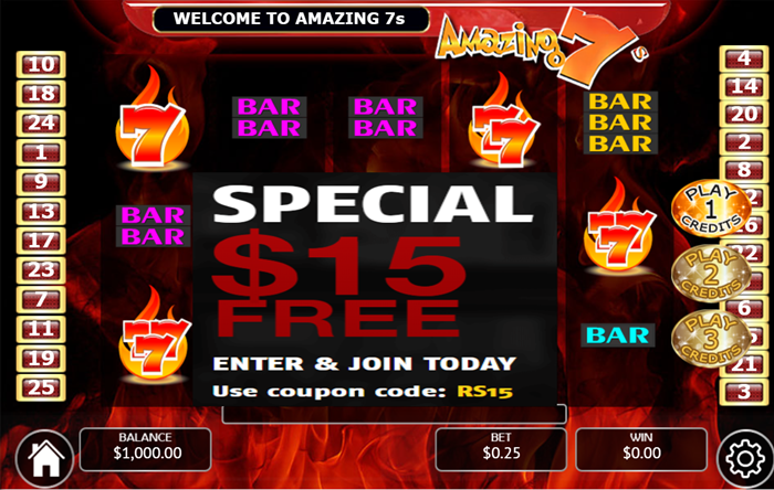 Amazing 7s Slot Review: Spin Your Way to Spectacular Wins! ($15 No Deposit Bonus)