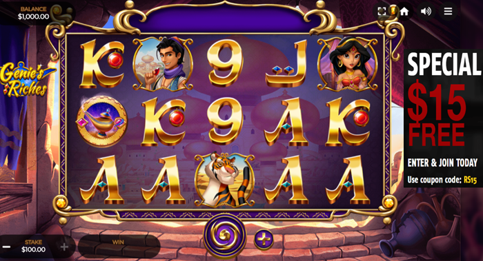 Genies Riches Slot Review: Can Genies Riches Fulfill Your Wishes for Big Wins? ($15 No Deposit Bonus)