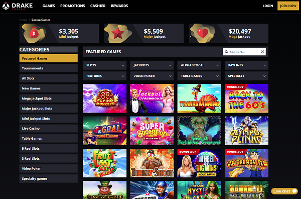 Drake Online Casino Games