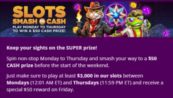 Super Slots Smash To Cash | $50 Cash Reward!