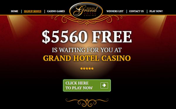 Grand Hotel Casino (play or not play) Review — $560 Bonuses on First 4 Deposits + $5,000