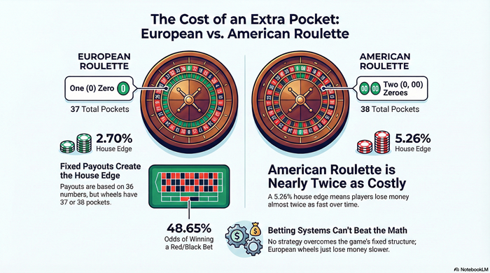 European vs American Roulette Odds Zeros and the Cost of an Extra Pocket