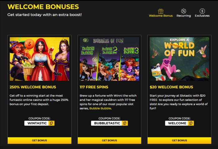 Slotastic Welcome Bonuses